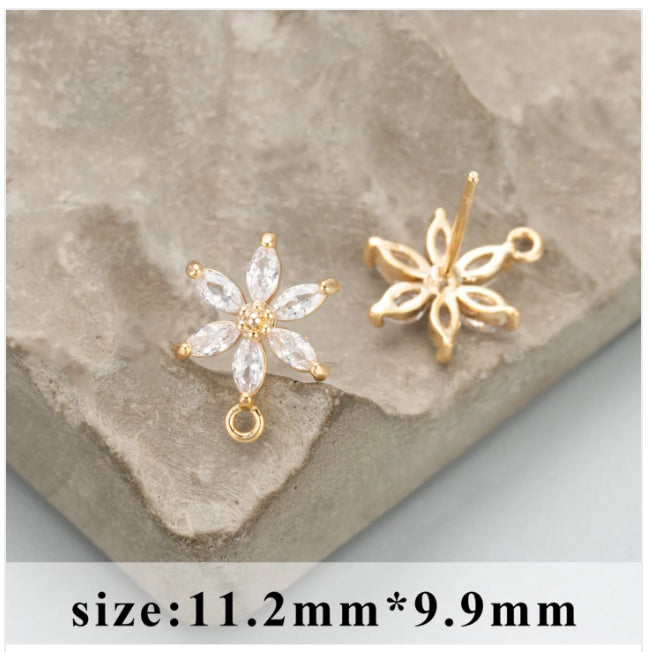 SS 557 18k gold plated zircon crystal stud - per pair - anti tarnish
