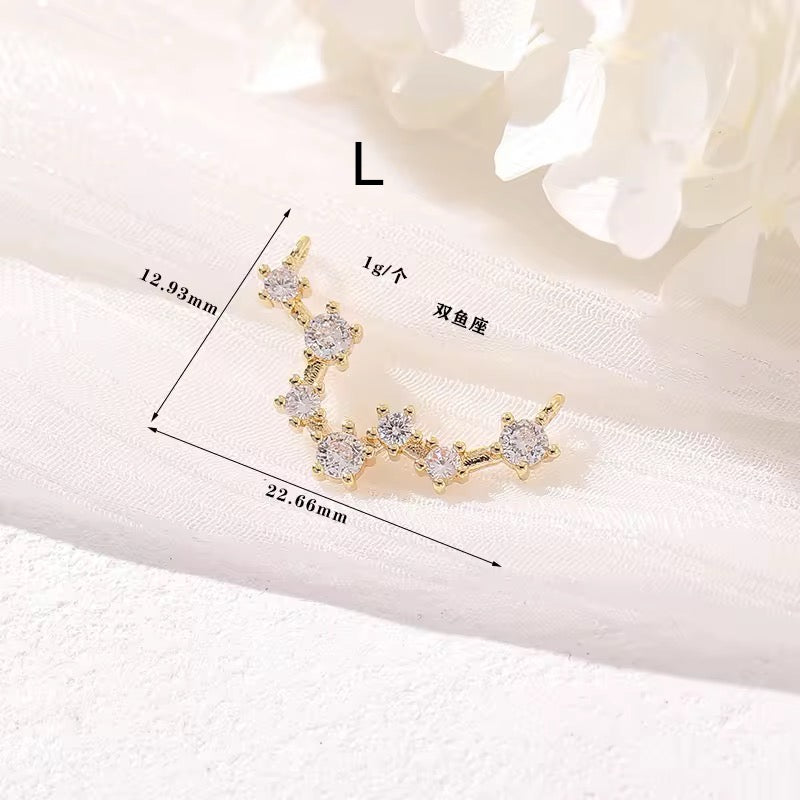 CZ 2383 Constellation singns Zircon 14k gold plated charm ( 1 pc ) - anti tarnish
