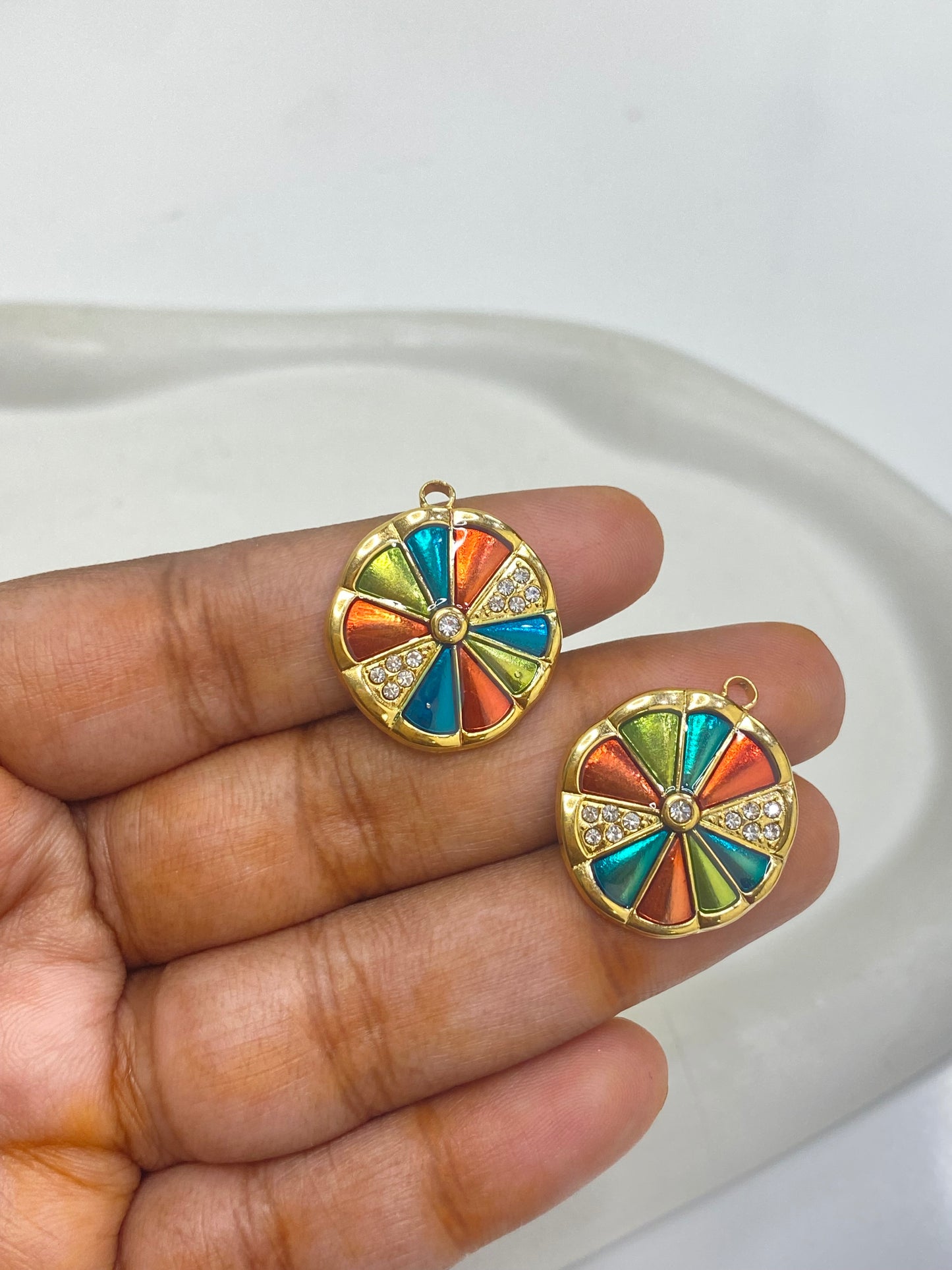 SS 2435 - luxury drop oil charm 18k gold  plated Stainless steel ( 1 pc ) Anti tarnish