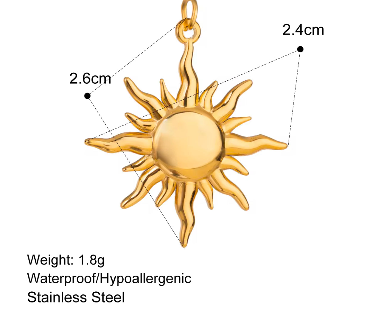 SS 2050 Sun Stainless steel charm ( 1 pc ) Anti tarnish