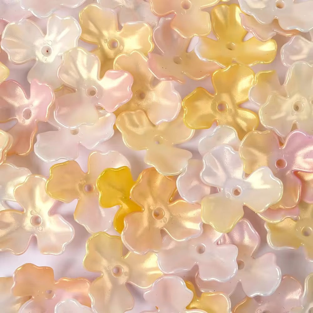 BBB 023 large petals gold plated luminous Acrylic bead cap ( 1 pc )