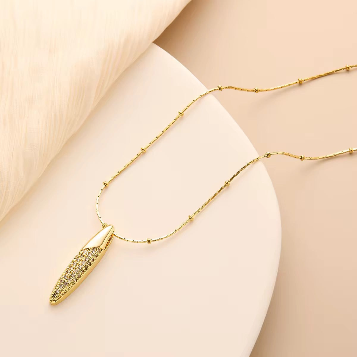 SJ 181 Luxury zircon necklace- 18k gold plated stainless steel - Anti tarnish - Wholesale