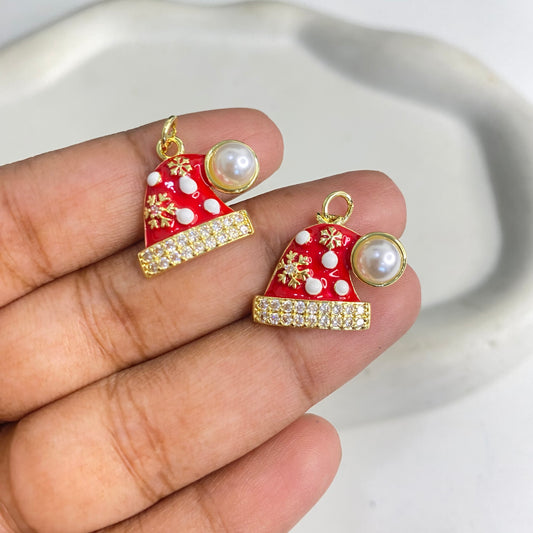 SS 1205 Christmas Hat Zircon charm 18k gold plated ( 1 pc ) Anti tarnish ( 17:20 mm )