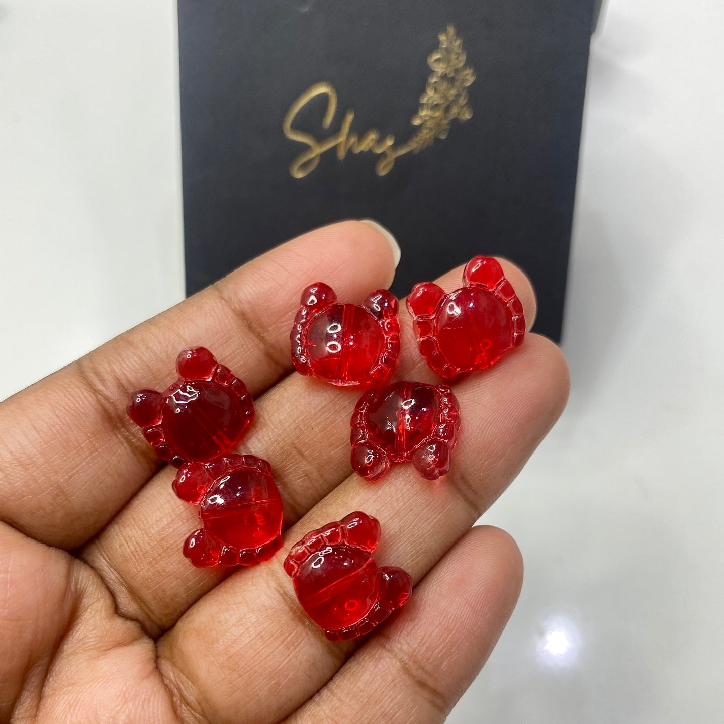 GB 599 red crab glass bead ( 1 pc )