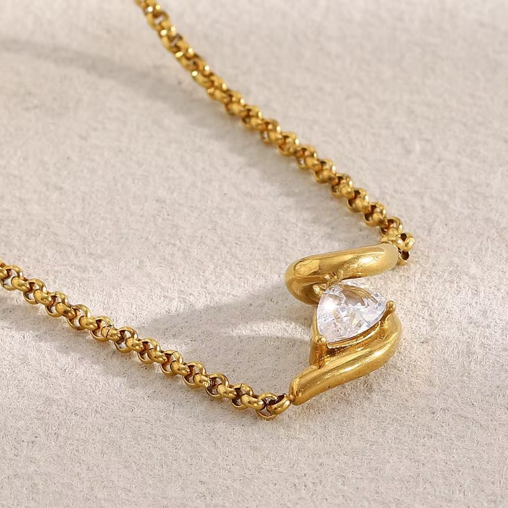SJ 972 Water Drop Zircon Necklace - Premium jewellery- 18k Gold PVD plated stainless steel - Anti tarnish