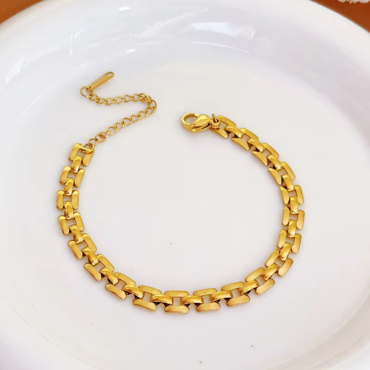 BSJ20D Regal Square Link Bracelet 18k Gold PVD plated