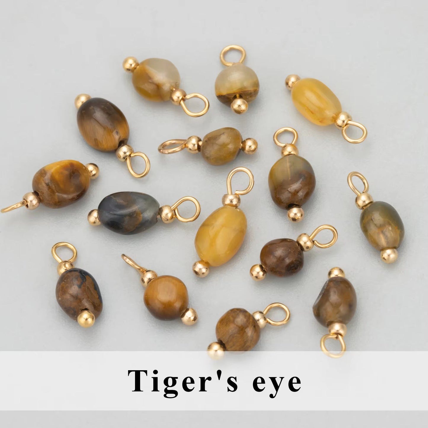 GB08 quartz Gemstone 18k gold plated charm ( 1 pc ) Anti tarnish