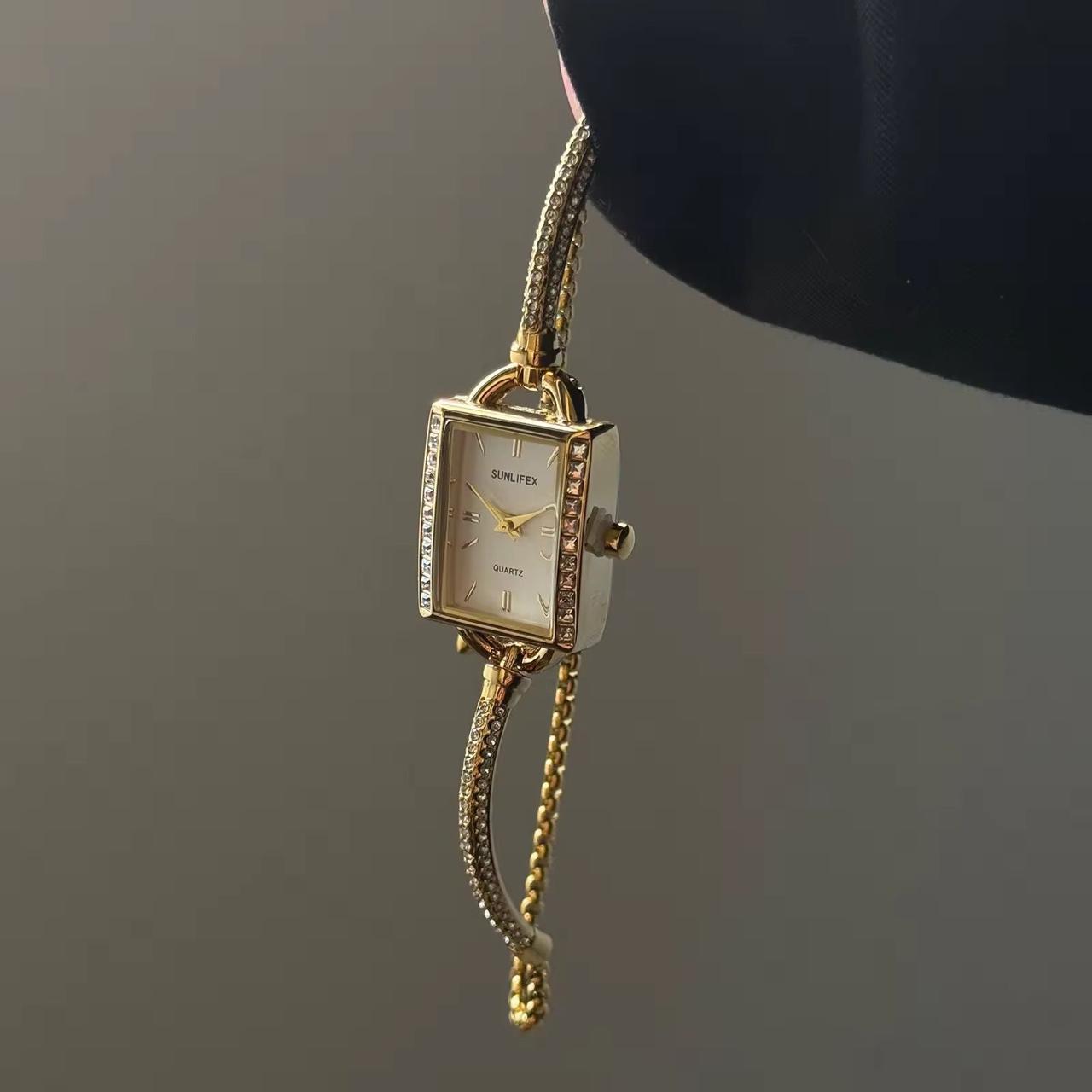 VW 33 Square Dial zircon watch 18K Gold PVD