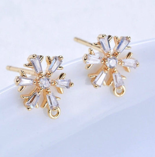 SS 568 zircon crystal snowflake stud (2PC)