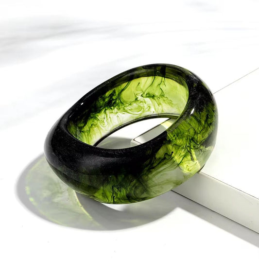 RJ 19 Green Marble Chunky Irregular Bracelet ( 6.30 cm ) - Anti tarnish