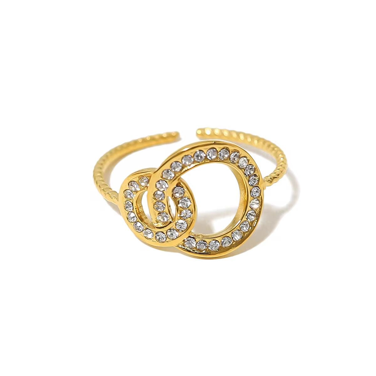 SJ 724 Zircon Geometric Dainty Ring Adjustable - 18k Gold PVD plated stainless steel - Anti tarnish