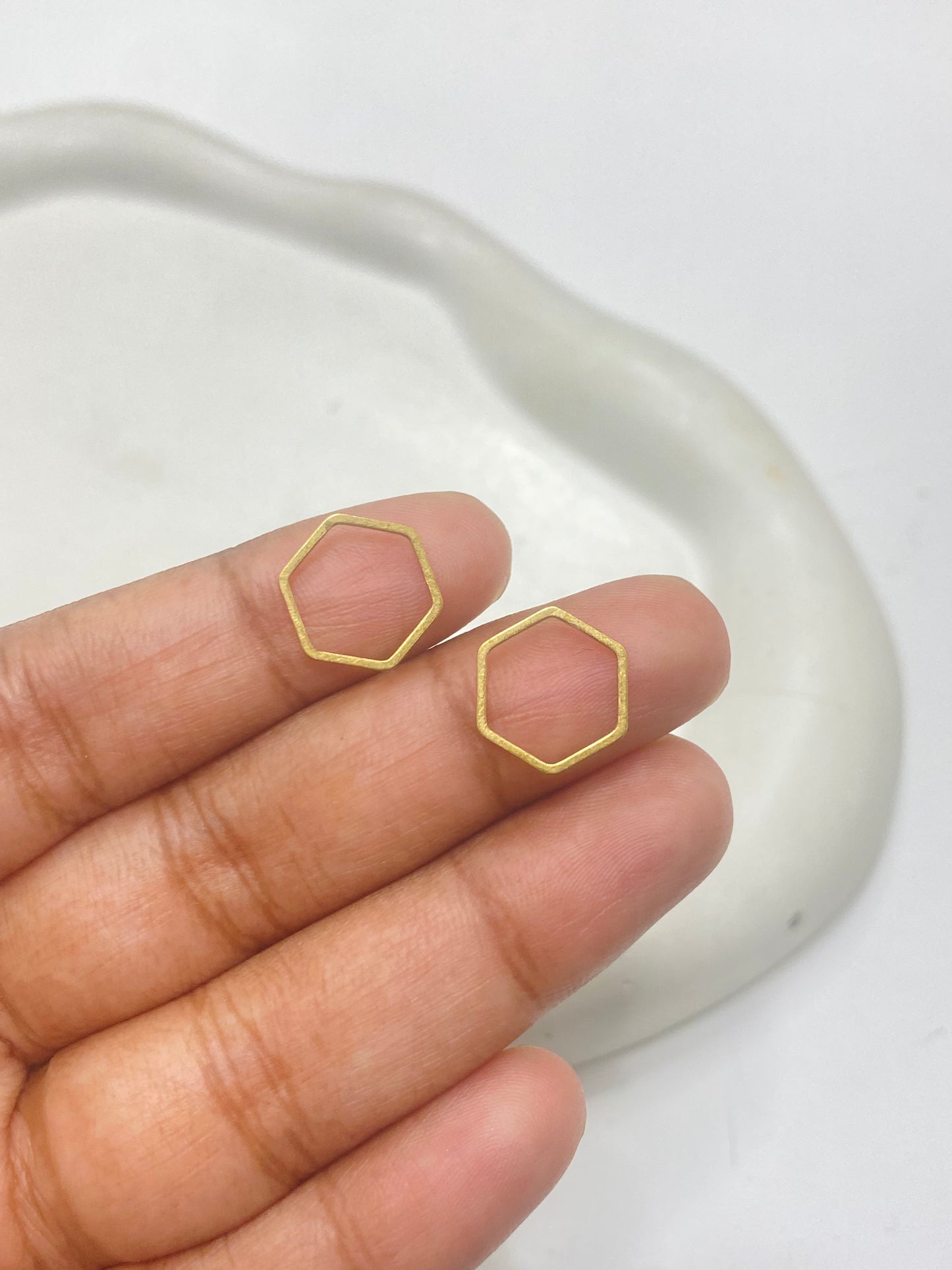 SS 497 Hexagon Hollow 12mm charm ( 1 pc )