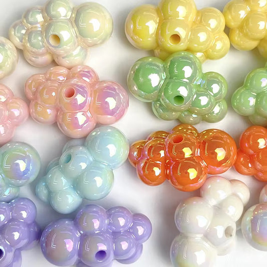 BBB 174 (i) Yellow iridescent bubble cloud Acrylic bead (1PC)