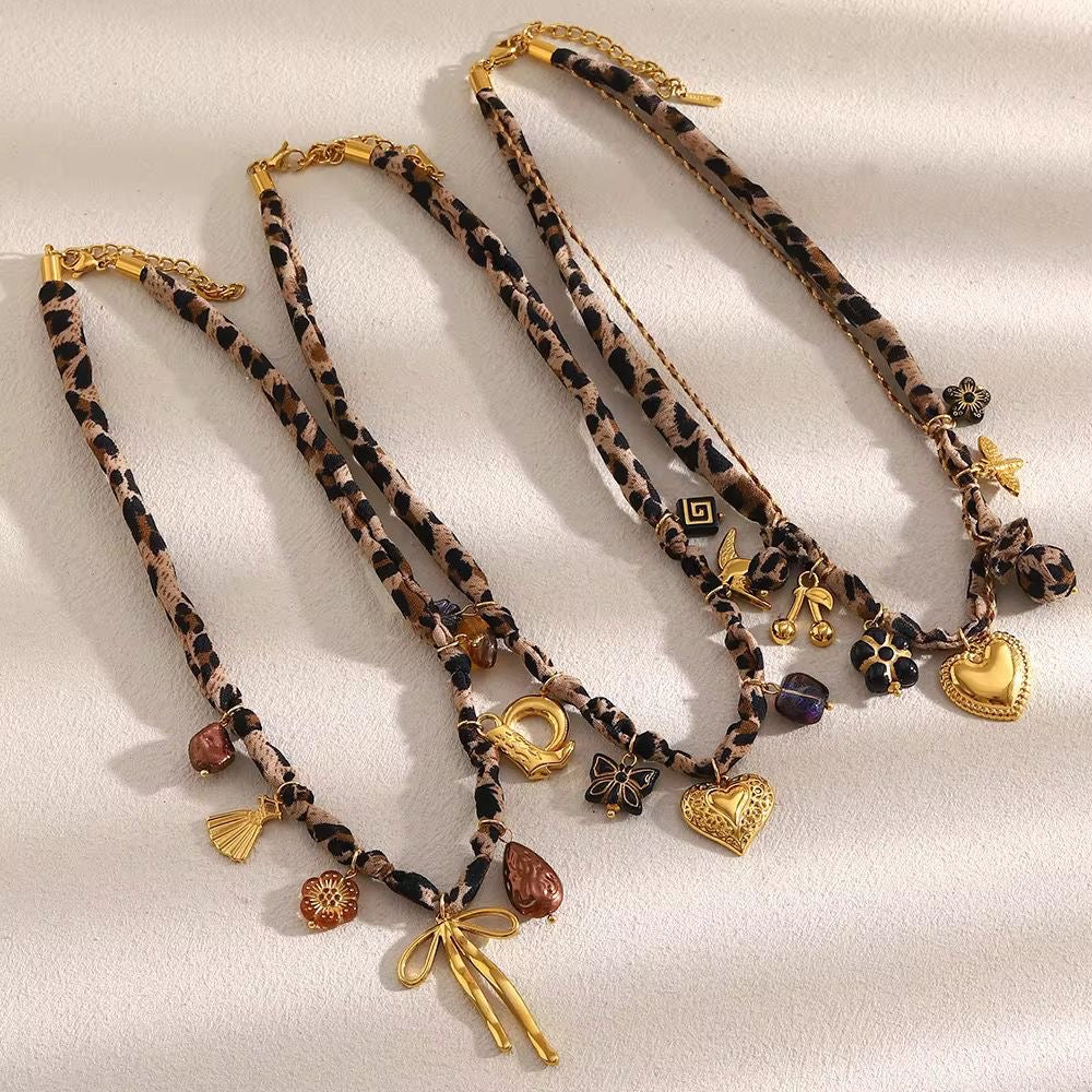 SJ 975 Fashion Fabric Charm Necklace - Premium jewellery- 18k Gold PVD plated stainless steel - Anti tarnish