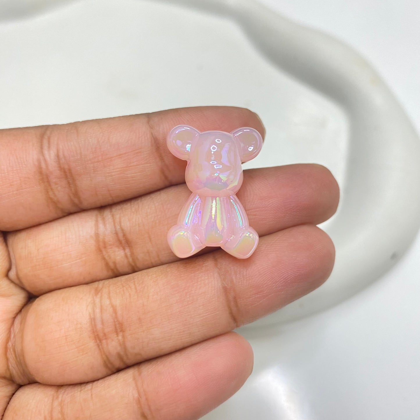 BBB 134 (D)Luminous Bear uv plated shiny irrediscent Acrylic bead ( 1 pc )