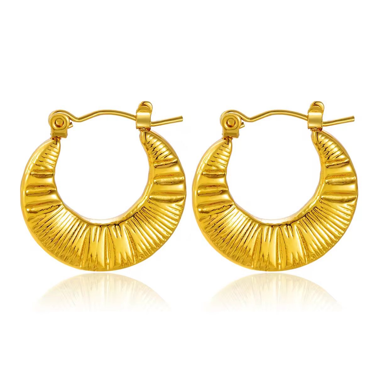 SJ 1083 Striped Hoops - 18k Gold PVD plated stainless steel - Anti tarnish