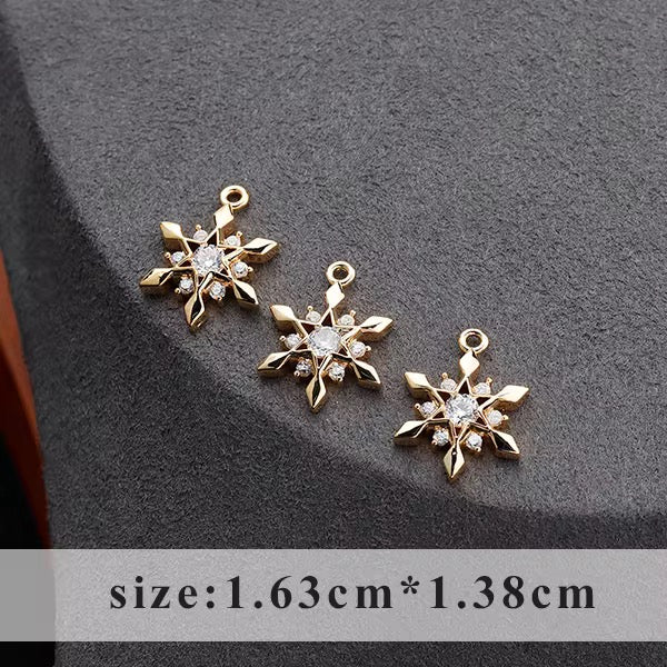 CZ 2372 Snowflake zircon charm 18k gold plated ( 1 pc ) - anti tarnish