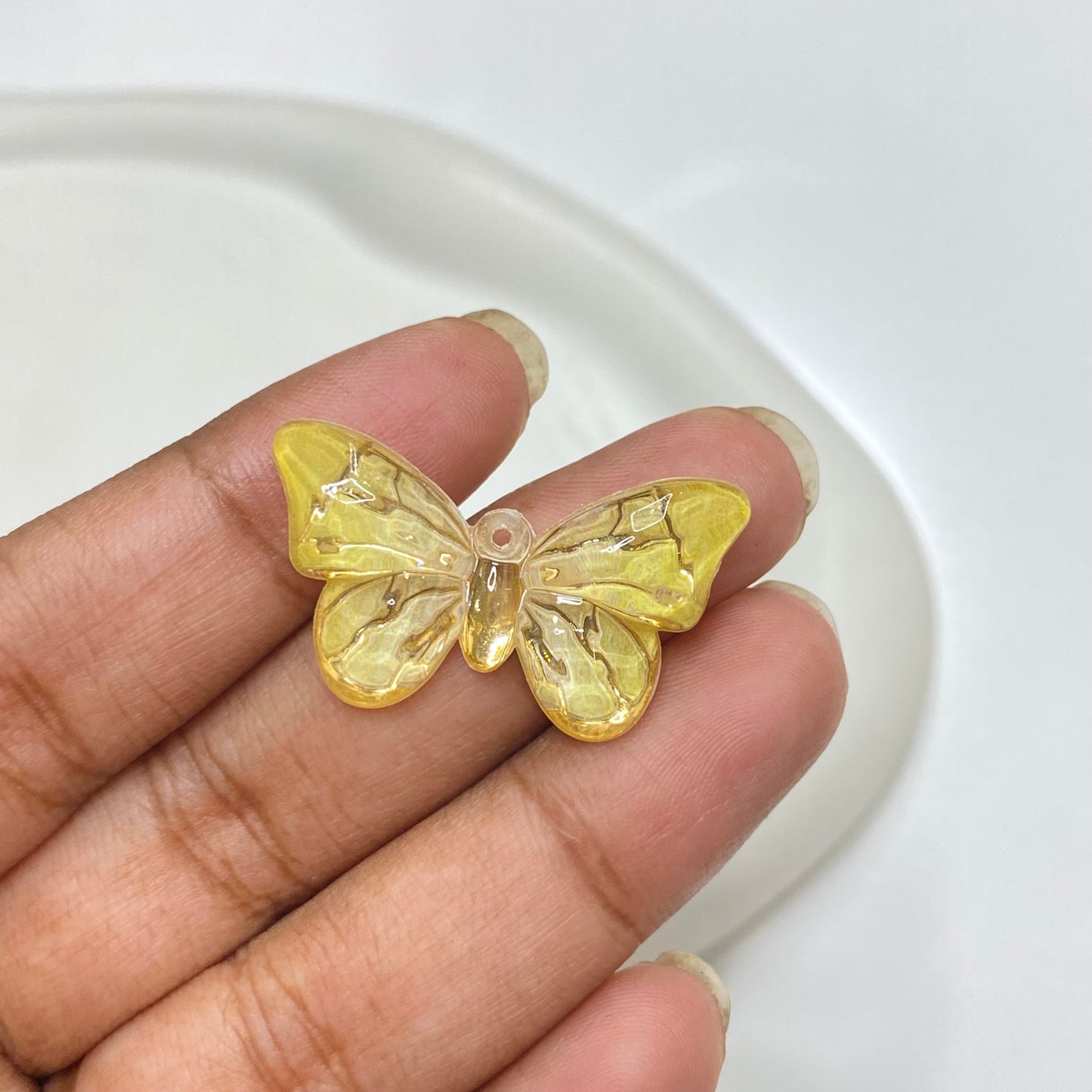BBB 50 (i) light yellow butterfly Luminous shiny Acrylic bead ( 1 pc )