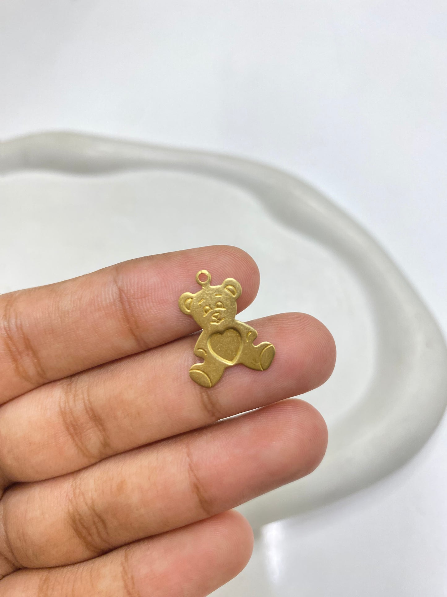 B 2512 Teddy Heart charm ( 1 pc )