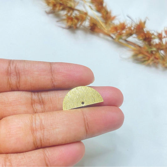 BC03A Half circle charm Textured ( 1 pc ) raw brass
