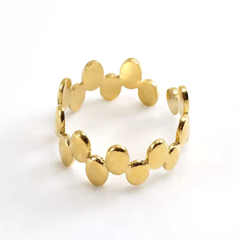 SS 200 polka style ring adjustable- 18k gold plated stainless steel - Anti tarnish - Wholesale