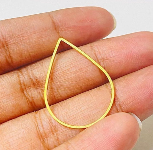 BC02A Hollow Teardrop charm ( 1 pc ) Raw Brass