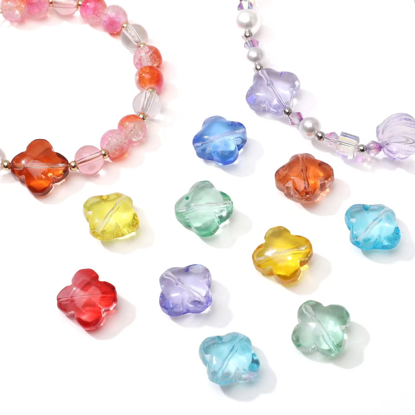 BBB 343 (b) Red Clover flower glass bead ( 1 pc ) Lampwork Bead