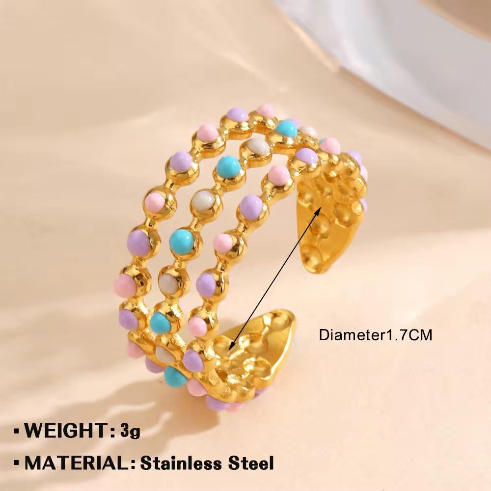 RSJ17A chunky enamel ring - 18k Gold PVD plated 316 stainless steel - Anti tarnish