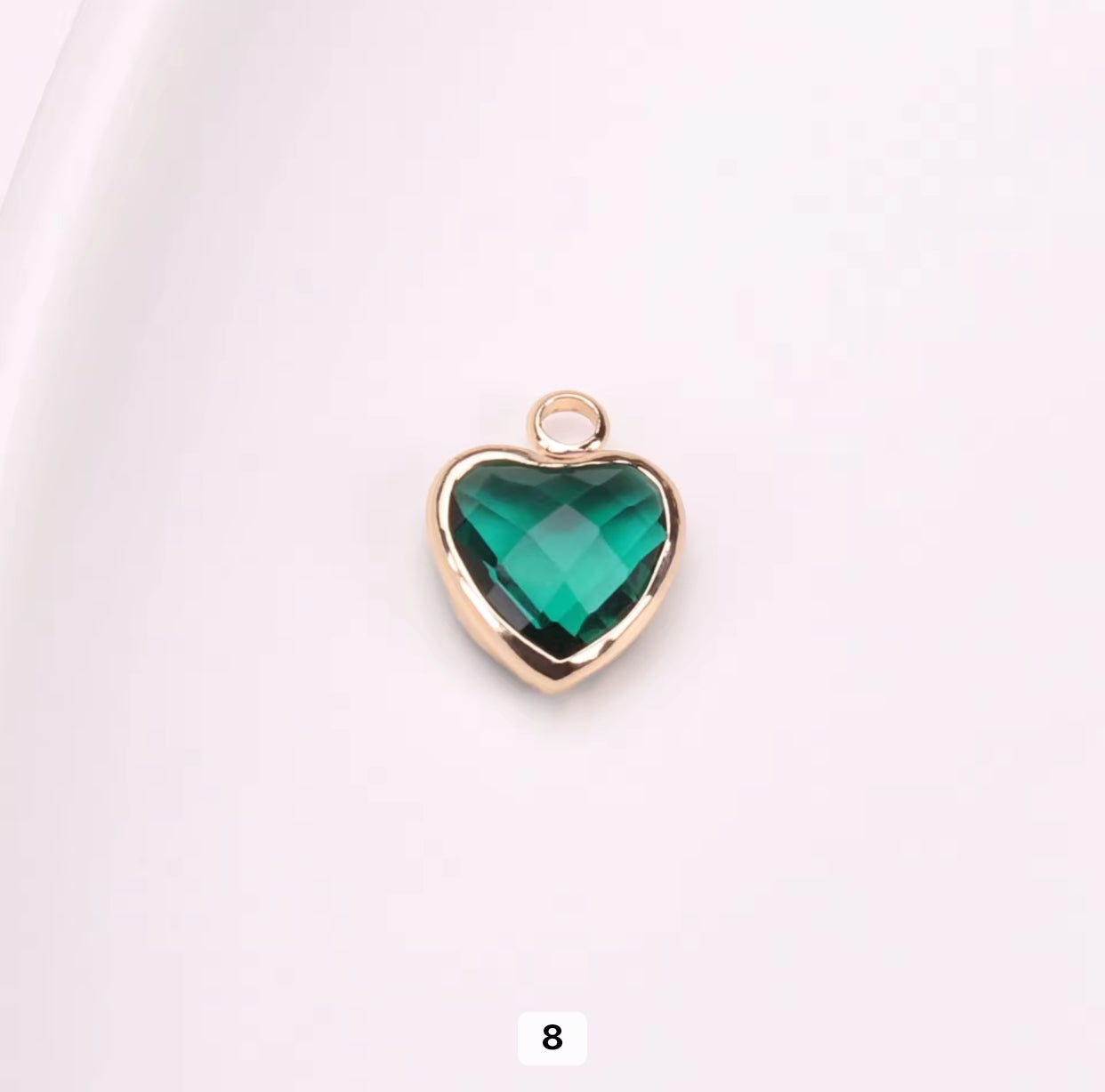 BBB 95 Heart 14k gold plated Zircon crystal charm ( 1 pc ) Anti tarnish ( 8 mm )