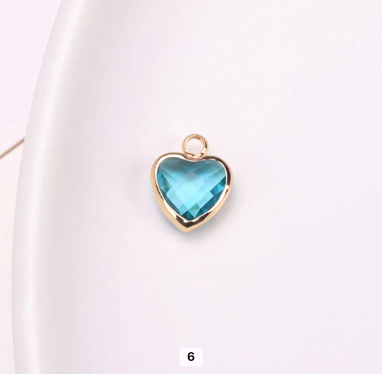 BBB 95 Heart 14k gold plated Zircon crystal charm ( 1 pc ) Anti tarnish ( 8 mm )