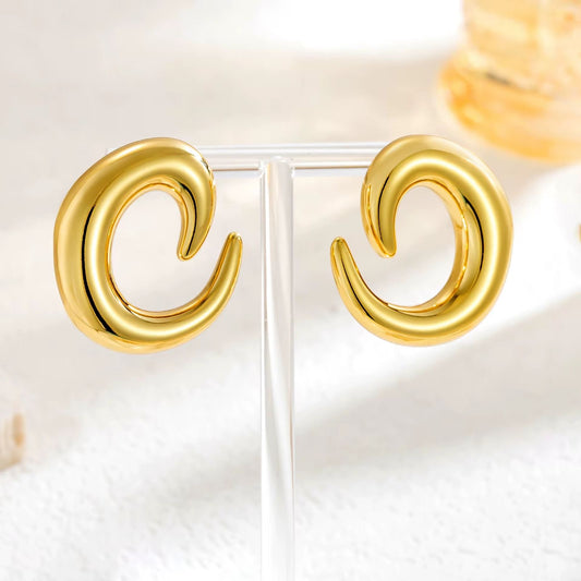 SJ 704 C Curve Stud Earring - 18k Gold PVD plated stainless steel - Anti tarnish