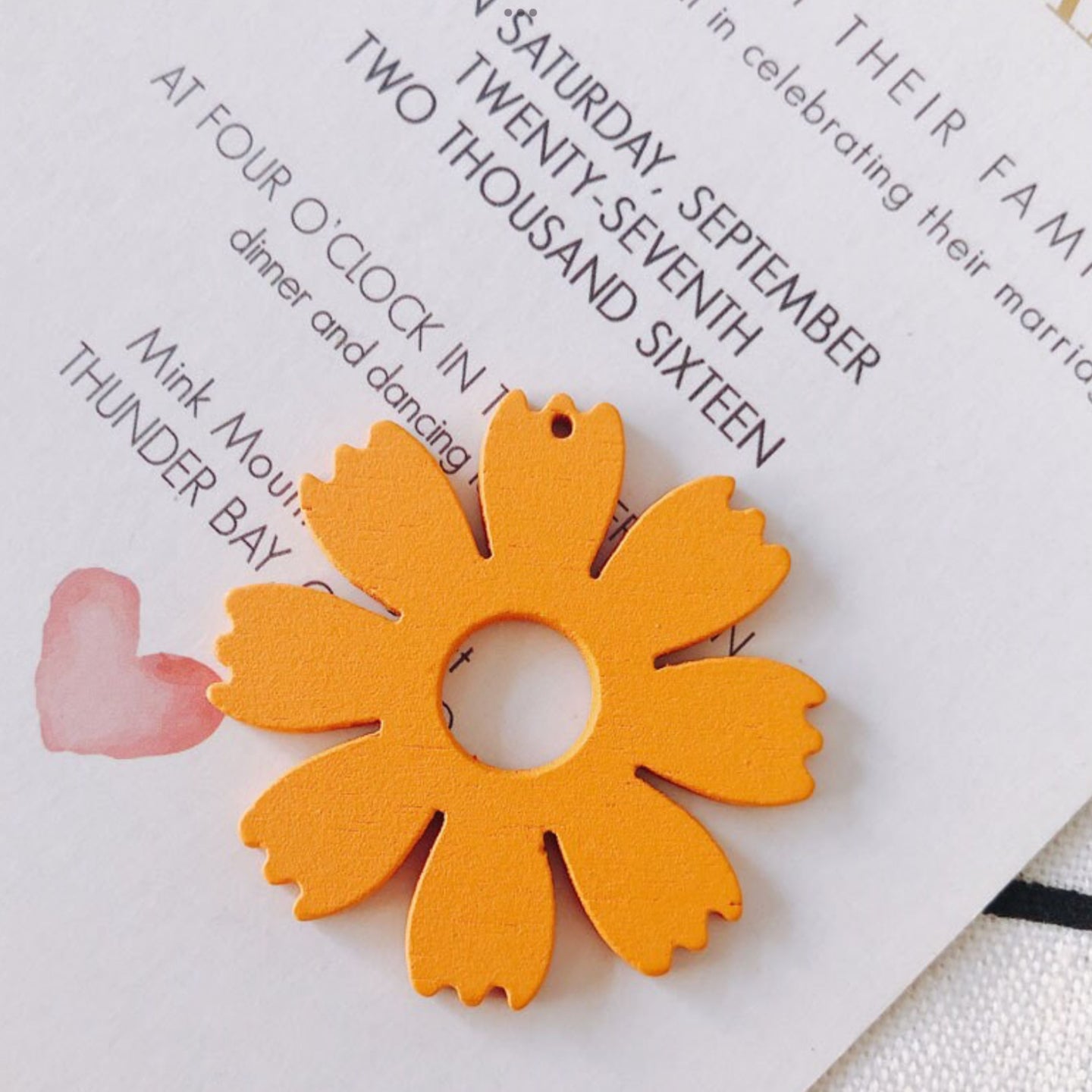 BBB 196 (A) orange wood flower charm (1PC)
