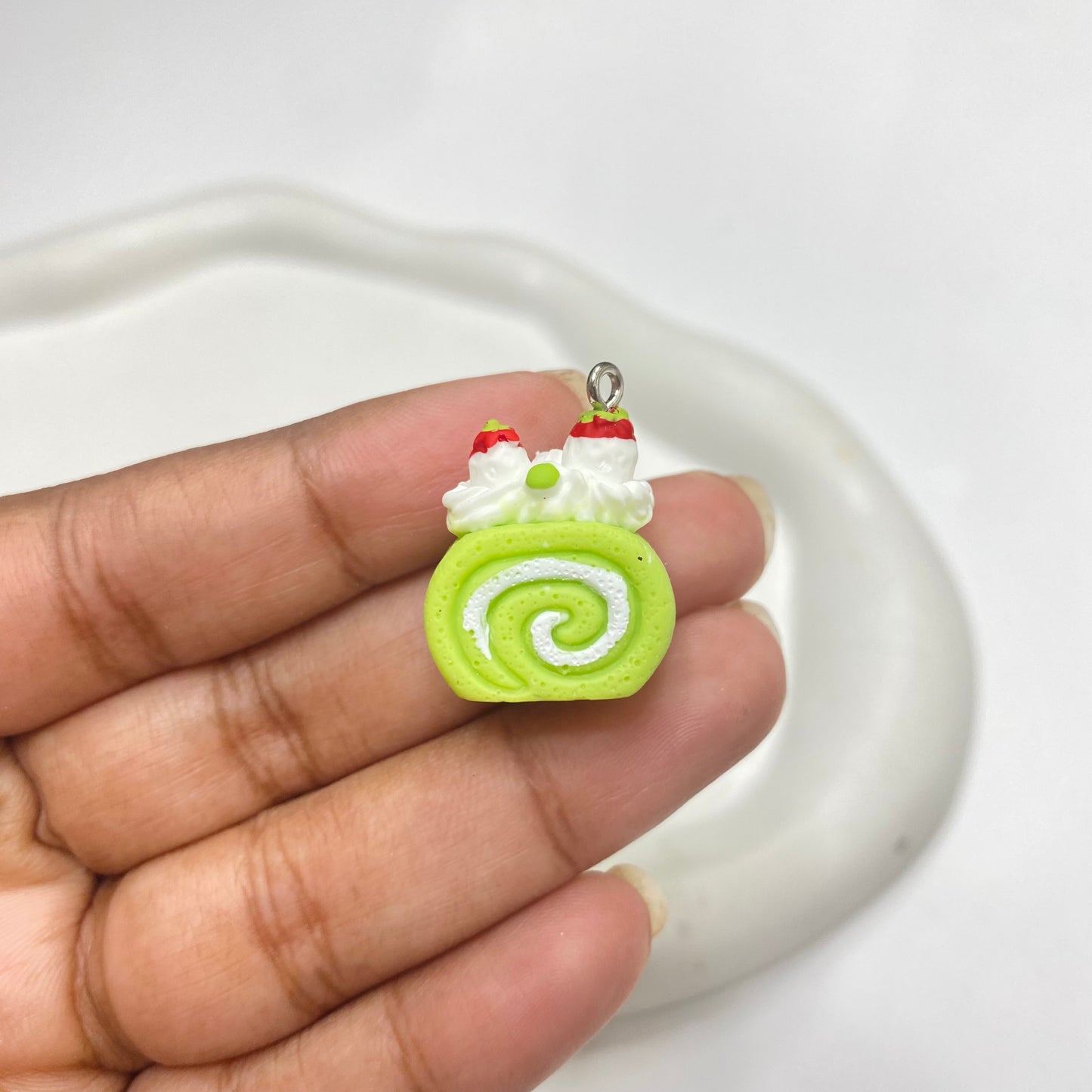 RC 1760 Swiss role cake resin charm ( 1 pc ) with hook