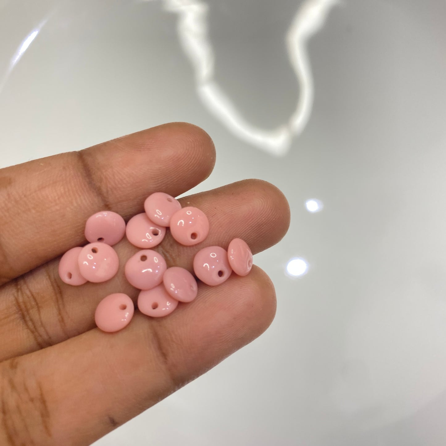 CB 1092 Czech pressed Glass Lentil Beads Opaque pink - per piece