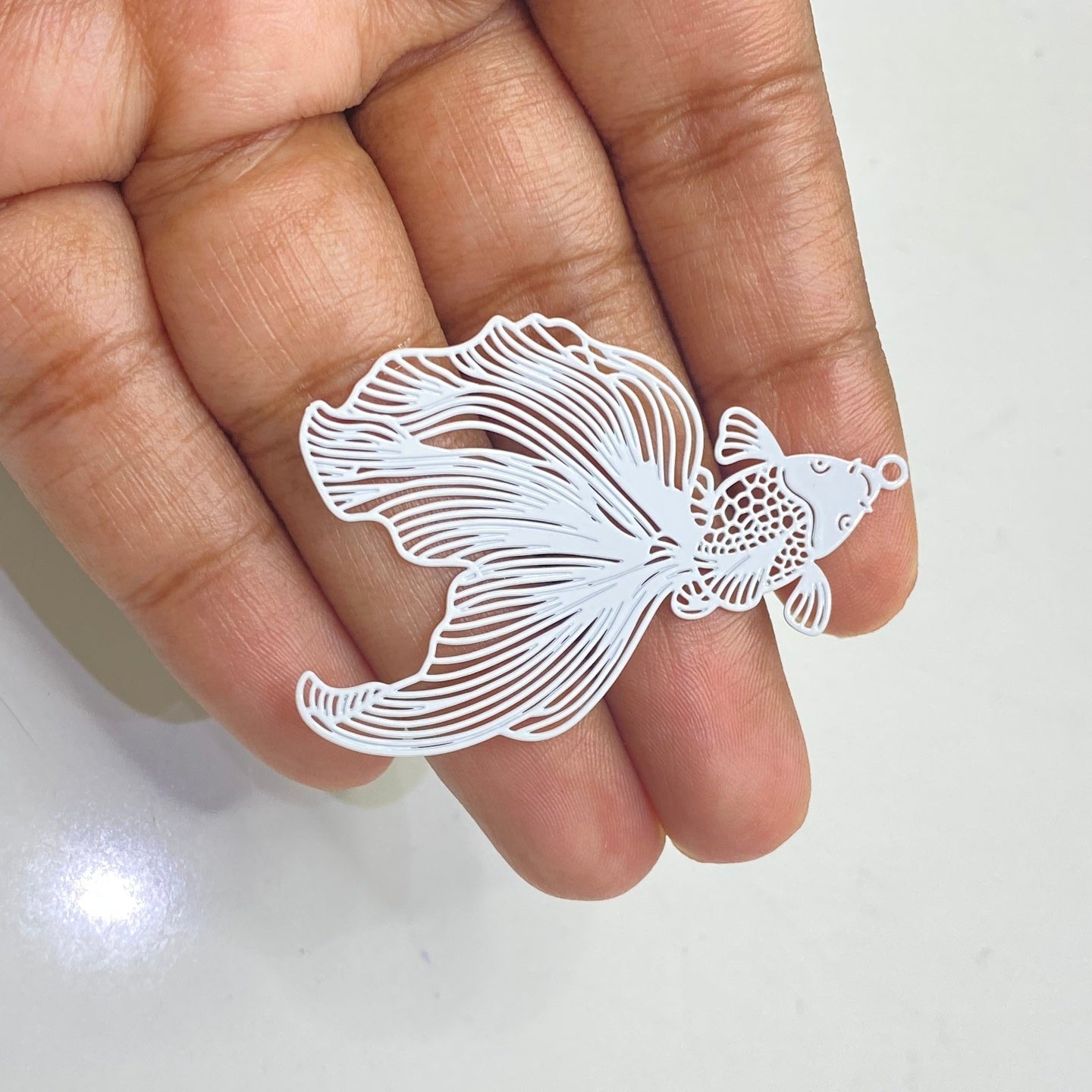 SS 214 white floral kai fish charm