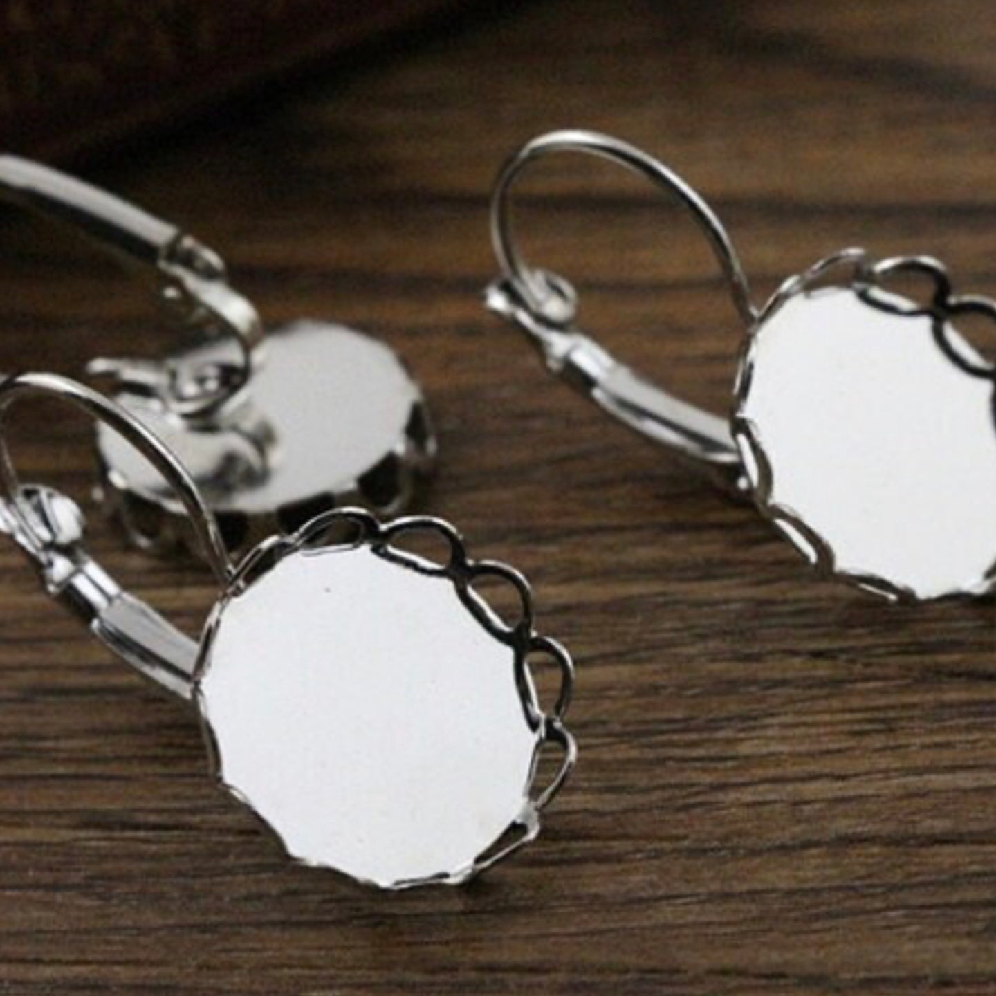 SS 314 Round Silver cabochon earrings - per pair - Tarnish resistant