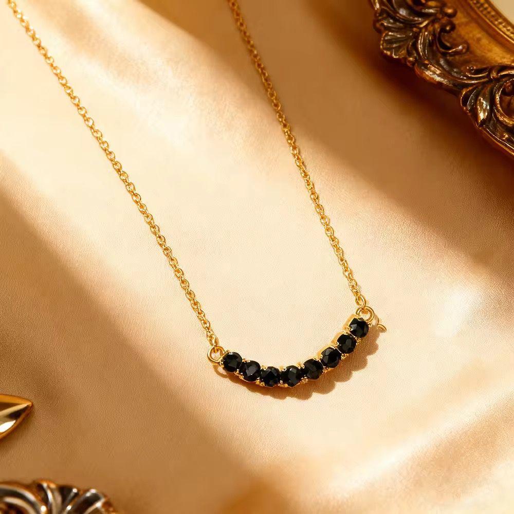 NSJ29C Black Zircon Necklace - 18k Gold PVD plated