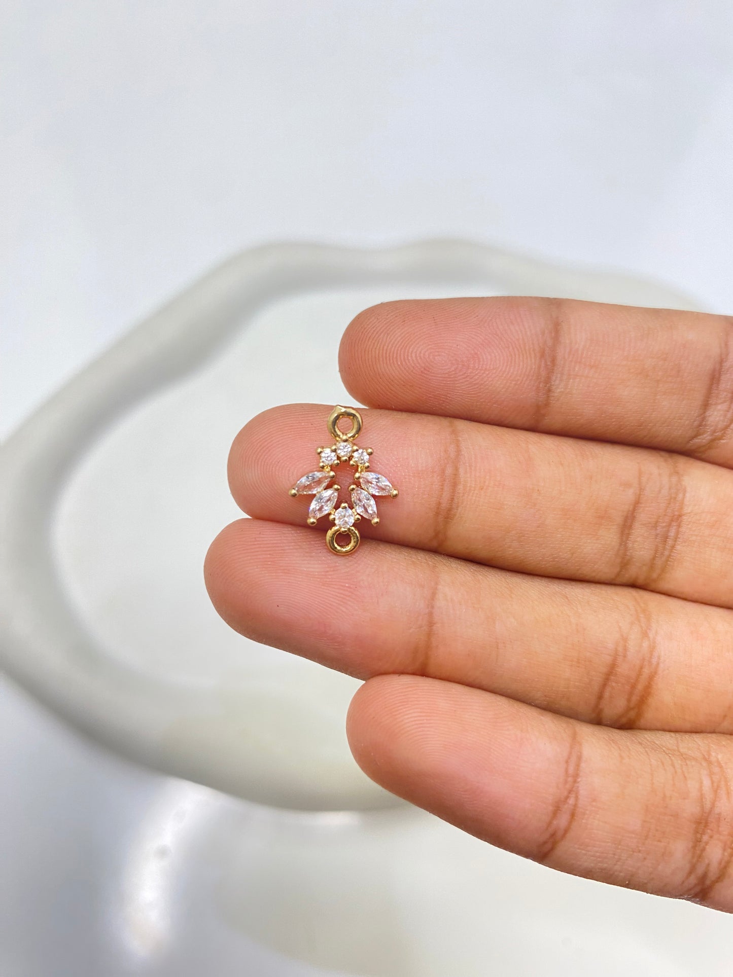 SS 2641 Zircon Connector CZ gold plated ( 1 pc ) anti tarnish