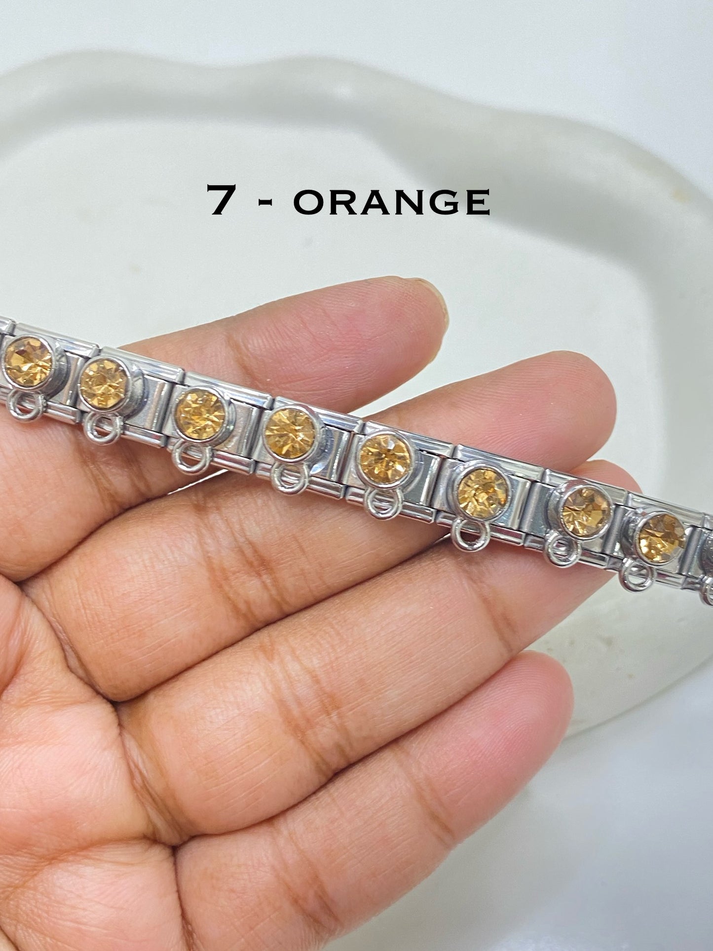 Italian charms zircon with loop bracelet ( part 3 ) stainless steel ( 1 pc ) Anti tarnish