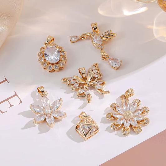 SS 1200 Bird Pendant 14k gold plated Zircon crystal charm ( 1 pc ) Anti tarnish ( 17:19 mm )