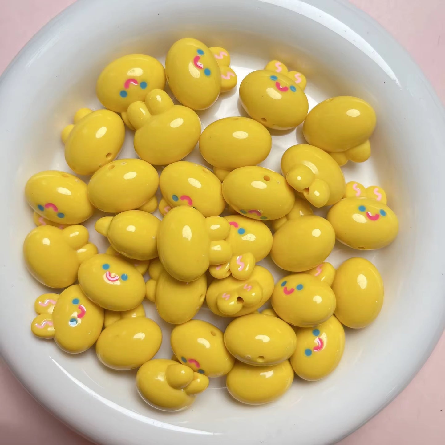 BBB 062 (i) Yellow Cartoon Rabbit Acrylic bead ( 1 pc )