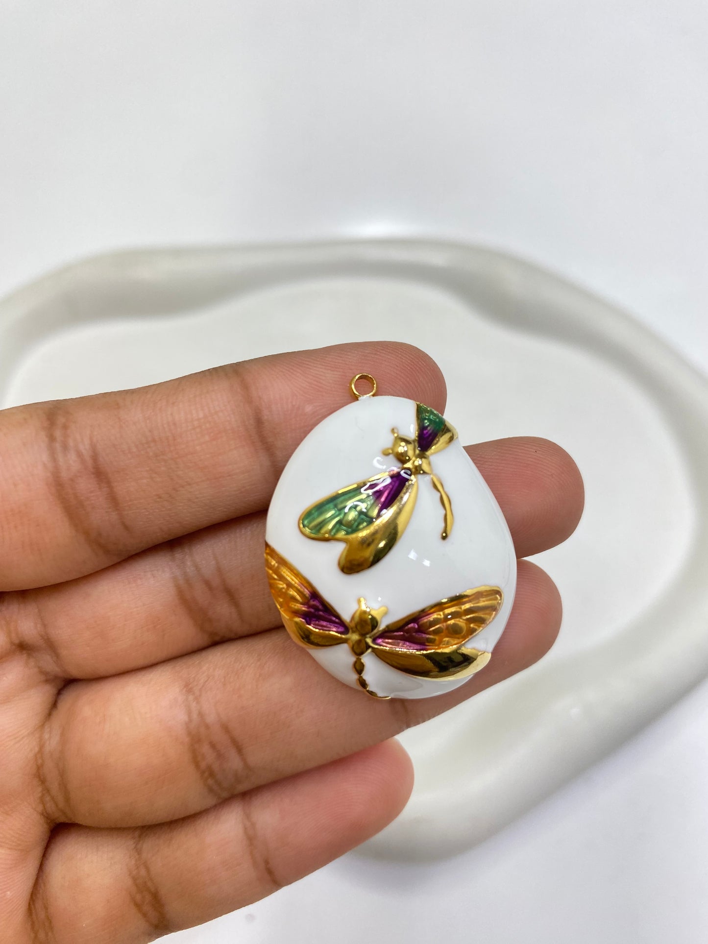 SS 2453 - dragon fly charm vintage style 18k gold plated Stainless steel ( 1 pc ) Anti tarnish