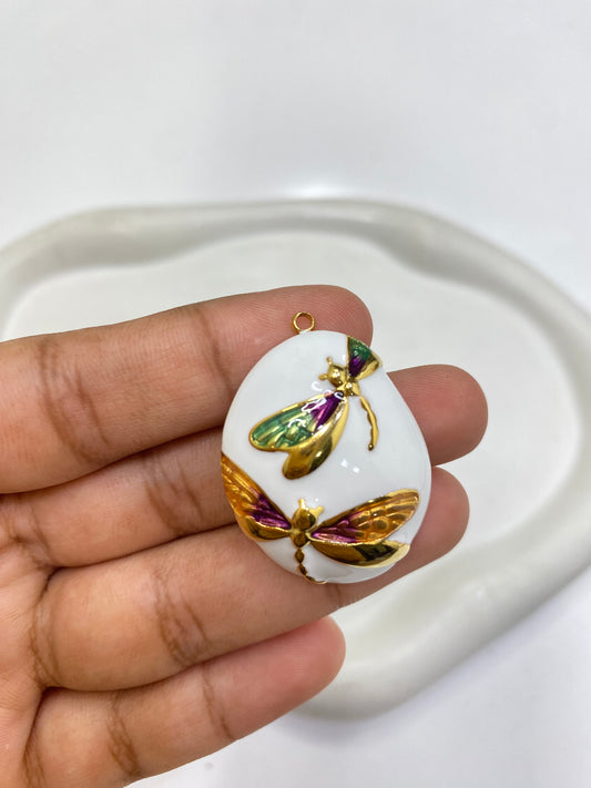 SS 2453 - dragon fly charm vintage style 18k gold plated Stainless steel ( 1 pc ) Anti tarnish