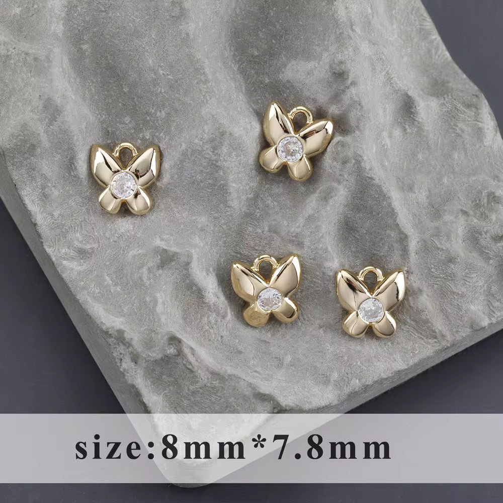 CZ 2164 Butterfly Zircon 14k gold plated charm ( 1 pc ) - anti tarnish