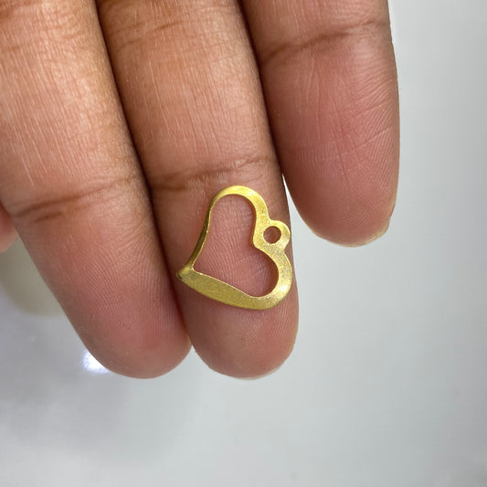 BC02P Mini Heart brass charm ( 1 pc ) raw brass