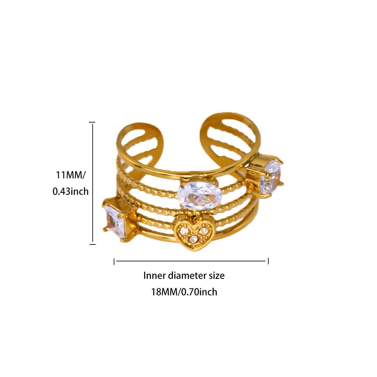 RSJ36F zircon ring -18k Gold PVD plated 316 stainless steel - Anti tarnish