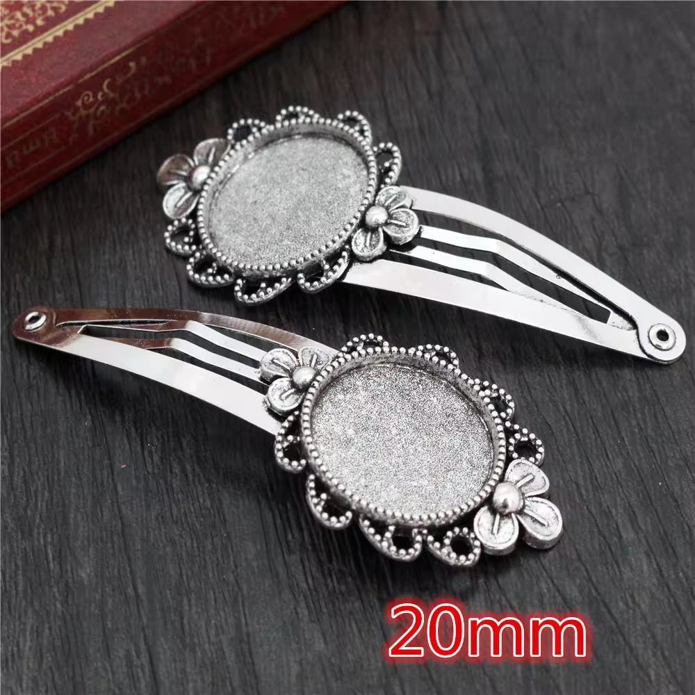 BBB 421 (b) Hair clip Round silver cabochon ( 1 pc ) tarnish resistant
