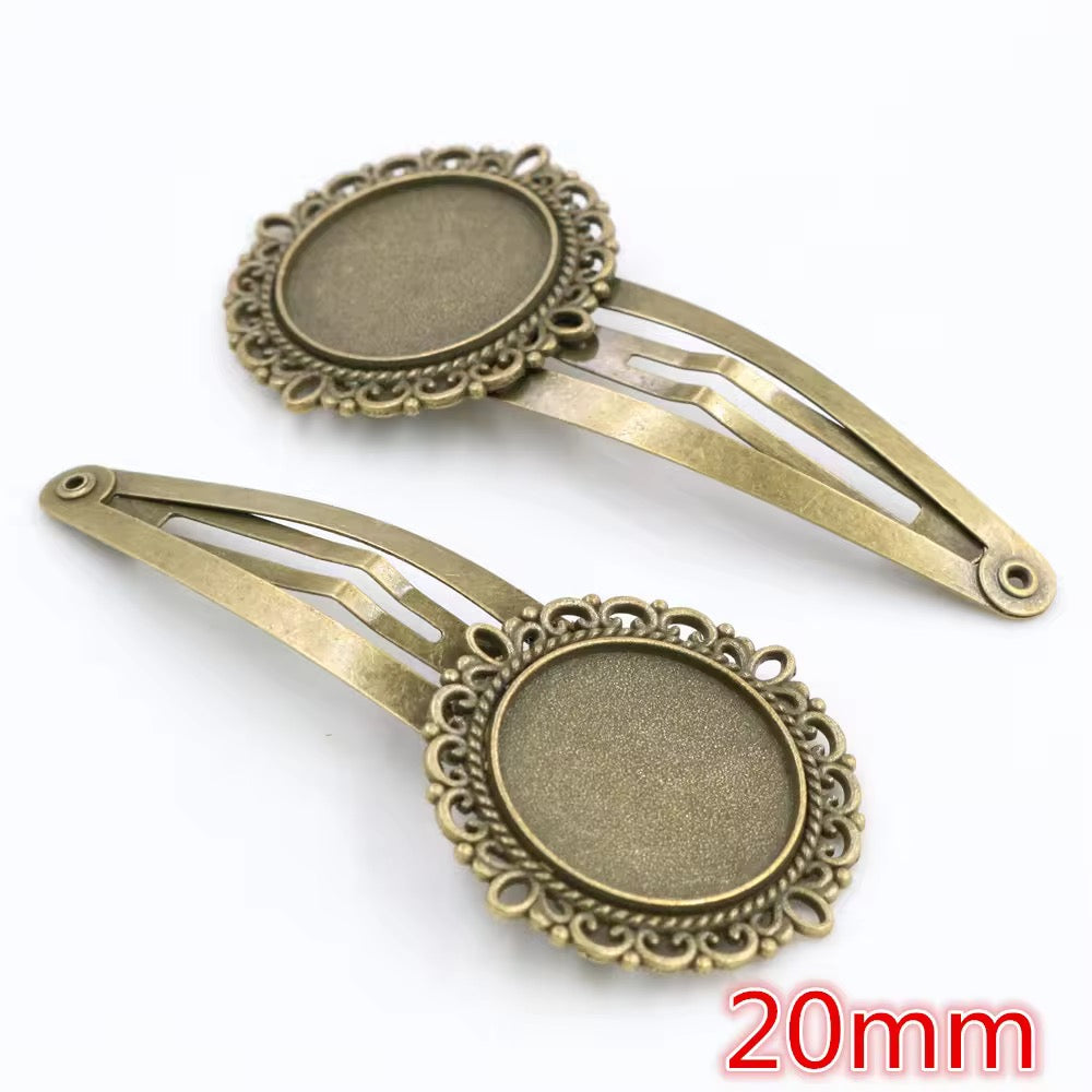 BBB 421 (f) Hair clip Round Bronze cabochon ( 1 pc ) tarnish resistant