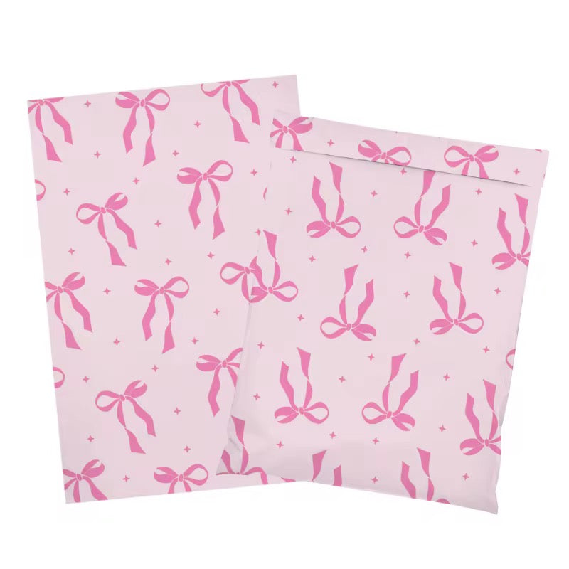 Pink Bow Poly Mailer Bag - Waterproof & Double Sided - Designer Premium Packaging ( 10:13 inch )
