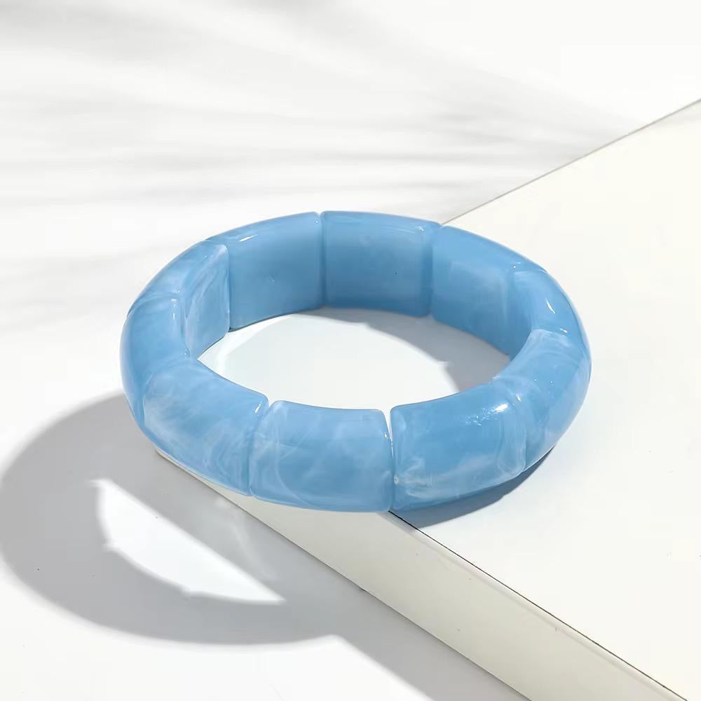 SJ 633 Lake Blue Marble simple bohemian resin acrylic bracelet - Anti tarnishing